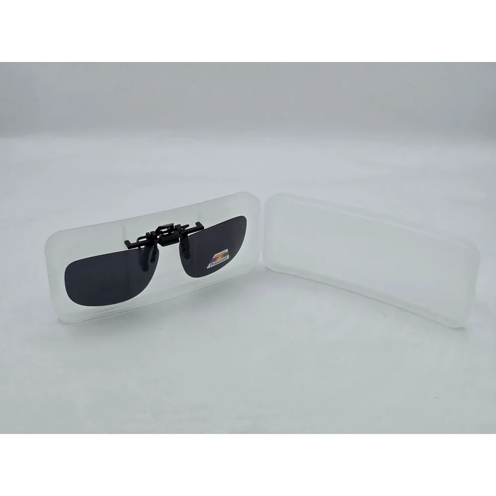 Style Polarized Clip On Sunglasses Unisex Black Rectangle Flip Up - NEW